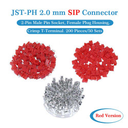 Red JST PH SIP 2.0 mm 2-Pin Connector Kit