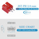 Red JST PH SIP 2.0 mm 2-Pin Connector Kit