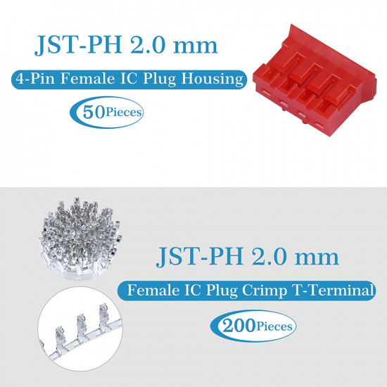 Red JST PH SIP 2.0 mm 4-Pin Connector Kit