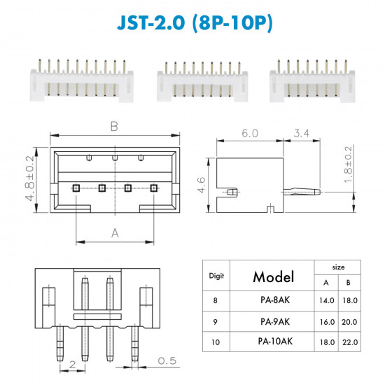 JST PH - 8 / 9 / 10 Pin Connector Kit JST PH - 8 / 9 / 10 Pin Connector Kit