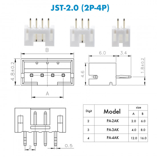 JST PH - 2 / 3 / 4 Pin Connector Kit