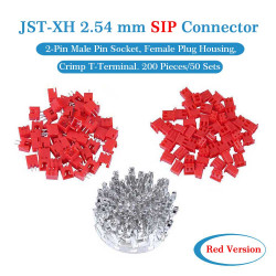 Red JST XH SIP 2.54 mm 2-Pin Connector Kit