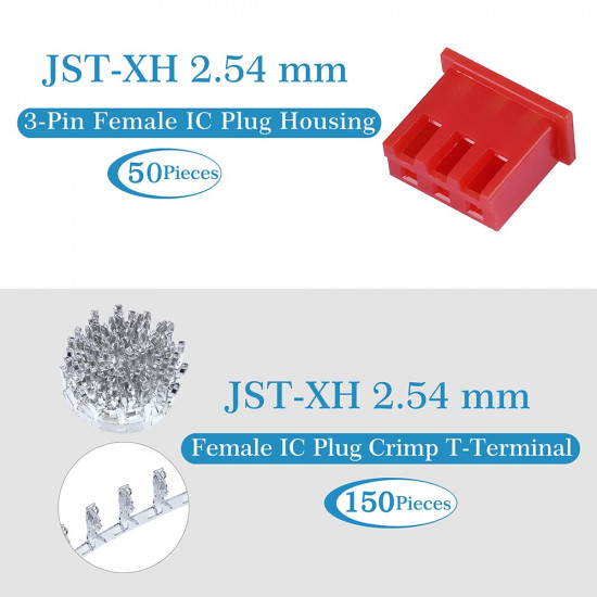 Red JST XH SIP 2.54 mm 3-Pin Connector Kit