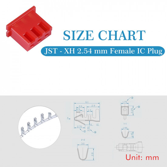 Red JST XH SIP 2.54 mm 3-Pin Connector Kit