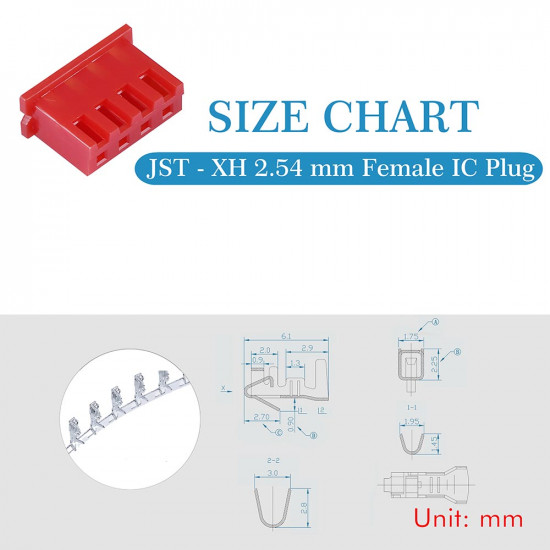 Red JST XH SIP 2.54 mm 4-Pin Connector Kit