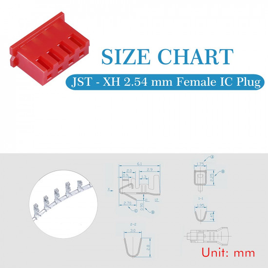 Red JST XH SIP 2.54 mm 4-Pin Connector Kit Red JST XH SIP 2.54 mm 4-Pin Connector Kit