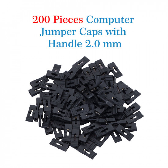 Standard Computer Jumper Caps with Handle Pin Shunt Short Circuit 2-Pin Connector 2.0mm-Black Standard Computer Jumper Caps with Handle Pin Shunt Short Circuit 2-Pin Connector 2.0mm-Black