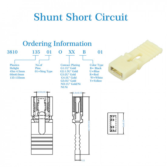 Standard Computer Jumper Caps with Handle Pin Shunt Short Circuit 2-Pin Connector 2.54mm-Yellow Standard Computer Jumper Caps with Handle Pin Shunt Short Circuit 2-Pin Connector 2.54mm-Yellow