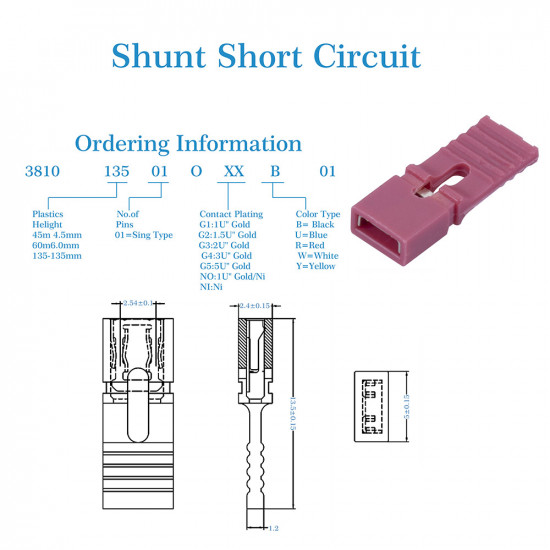 Standard Computer Jumper Caps with Handle Pin Shunt Short Circuit 2-Pin Connector 2.54mm-Red