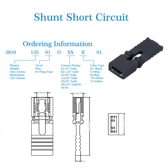 Standard Computer Jumper Caps with Handle Pin Shunt Short Circuit 2-Pin Connector 2.54mm-Black Standard Computer Jumper Caps with Handle Pin Shunt Short Circuit 2-Pin Connector 2.54mm-Black