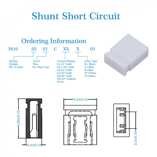 Standard Computer Jumper Caps Header Pin Shunt Short Circuit 2-Pin Connector Close Top 2.54mm-White Standard Computer Jumper Caps Header Pin Shunt Short Circuit 2-Pin Connector Close Top 2.54mm-White