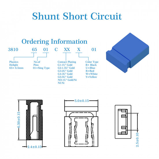 Standard Computer Jumper Caps Header Pin Shunt Short Circuit 2-Pin Connector Close Top 2.54mm-Blue Standard Computer Jumper Caps Header Pin Shunt Short Circuit 2-Pin Connector Close Top 2.54mm-Blue