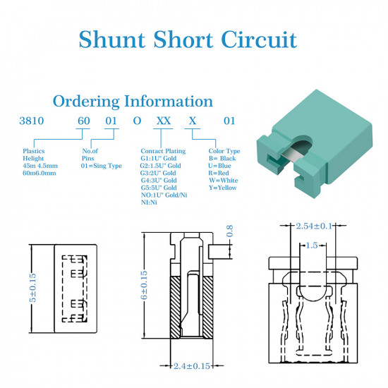 Computer Jumper Caps Header Pin Shunt Short Circuit 2-Pin Connector Open Top 2.54mm-Green Computer Jumper Caps Header Pin Shunt Short Circuit 2-Pin Connector Open Top 2.54mm-Green