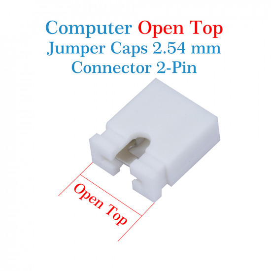 Computer Jumper Caps Header Pin Shunt Short Circuit 2-Pin Connector Open Top 2.54mm-White
