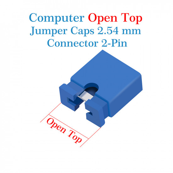 Computer Jumper Caps Header Pin Shunt Short Circuit 2-Pin Connector Open Top 2.54mm-Blue