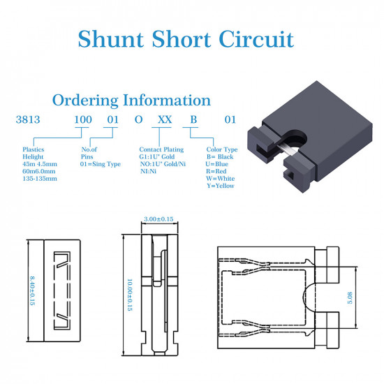 Standard Computer Jumper Caps Header Pin Shunt Short Circuit 2-Pin Connector Open Top 5.08mm-Black