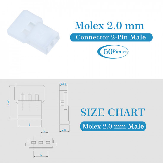 Molex 2.0 mm 2-Pin Connector Kit