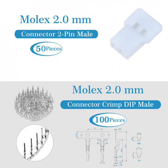 Molex 2.0 mm 2-Pin Connector Kit