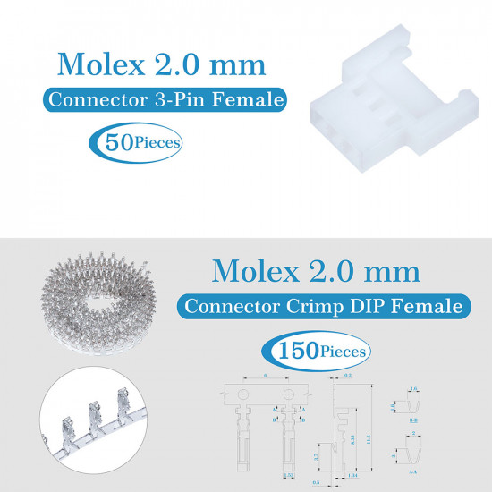 Molex 2.0 mm 3-Pin Connector Kit