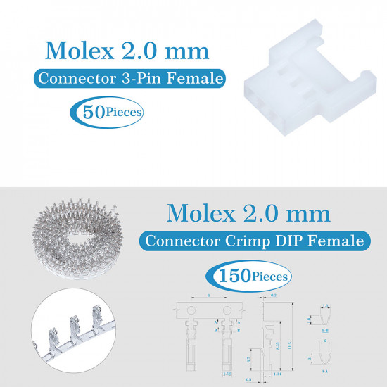 Molex 2.0 mm 3-Pin Connector Kit Molex 2.0 mm 3-Pin Connector Kit