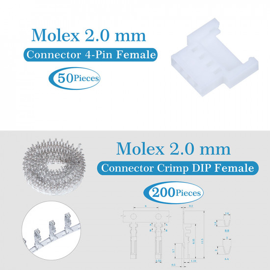 Molex 2.0 mm 4-Pin Connector Kit Molex 2.0 mm 4-Pin Connector Kit