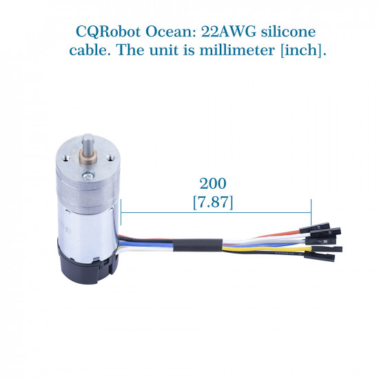 Ocean: 9.68:1 MP Metal DC Geared-Down Motor 25Dx62.5L mm 4.5W/12V，with 48 CPR Encoder and Fix Bracket. 