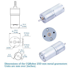  34.01:1 LP Metal DC Geared-Down Motor 25Dx47.8L mm 3W/6V with Fix Bracket.