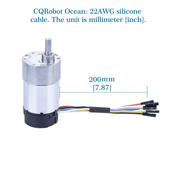 Ocean: 90:1 Metal DC Geared-Down Motor 37Dx65L mm 24V, with 64 CPR Encoder and Mounting Bracket. 