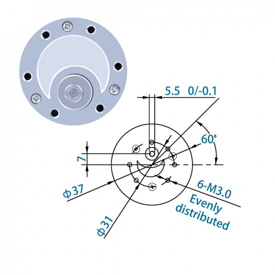 56.3:1 Metal DC Geared-Down Motor 37Dx49.8L mm 24V, with Mounting Bracket. 