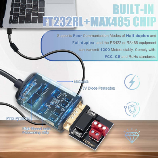 USB to RS422 or RS485 Serial Port Converter Adapter Cable with FTDI FT232 Chip USB to RS422 or RS485 Serial Port Converter Adapter Cable with FTDI FT232 Chip
