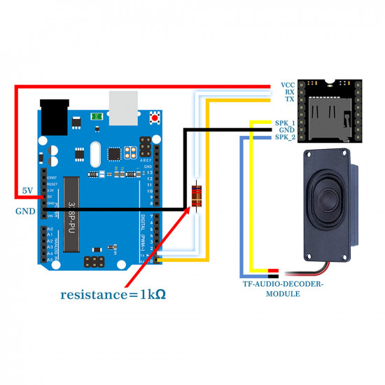 3W 8Ω Miniature Loudspeaker for Arduino, Dupont Interface.