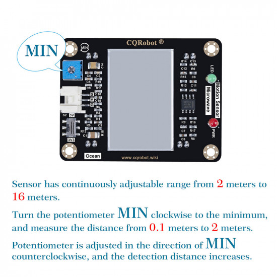 Ocean: 10.525GHz Doppler Effect Microwave Motion Sensor for Raspberry Pi and Arduino.