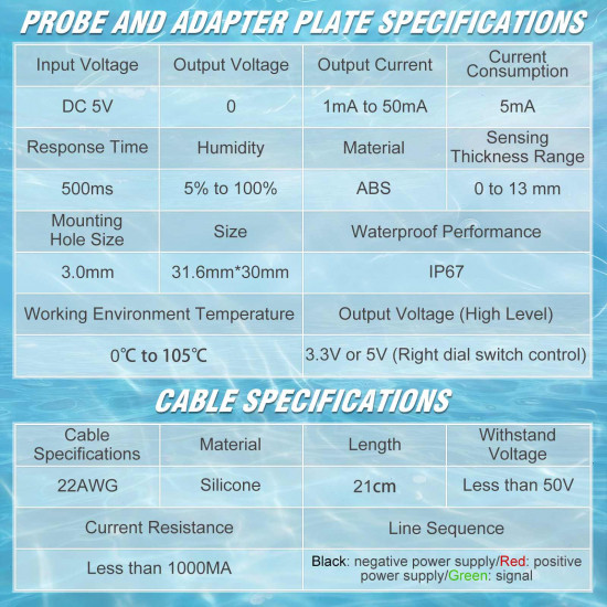 Non-Contact Water/Liquid Level Sensor for 3-10 mm Diameter Pipelines