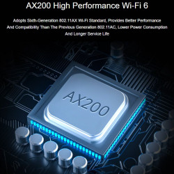 Intel AX200 Wireless NIC, Gigabit Dual-Band Wi-Fi 6, 802.11AX Standard, Bluetooth 5.2