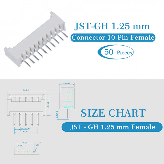 JST GH 1.25mm Pitch 10 Pin JST Connector Kit