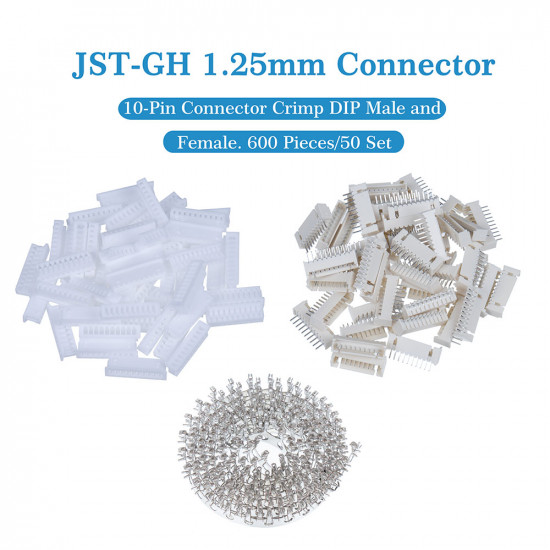 JST GH 1.25mm Pitch 10 Pin JST Connector Kit JST GH 1.25mm Pitch 10 Pin JST Connector Kit