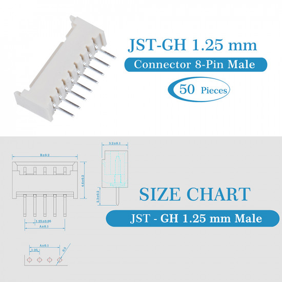 JST GH 1.25mm Pitch 8 Pin JST Connector Kit