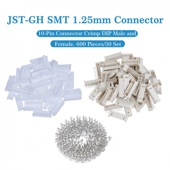 JST GH SMT 1.25mm Pitch 10 Pin JST Connector Kit JST GH SMT 1.25mm Pitch 10 Pin JST Connector Kit