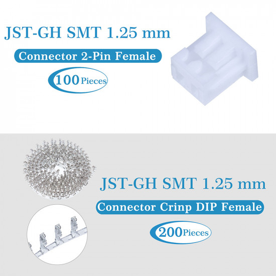 JST GH SMT 1.25mm Pitch 2 Pin JST Connector Kit