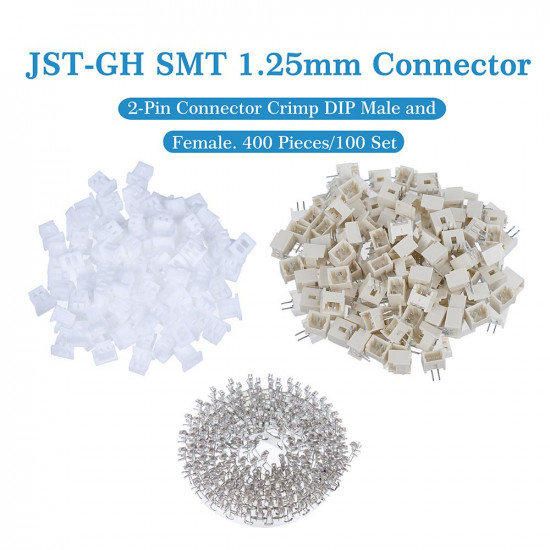 JST GH SMT 1.25mm Pitch 2 Pin JST Connector Kit