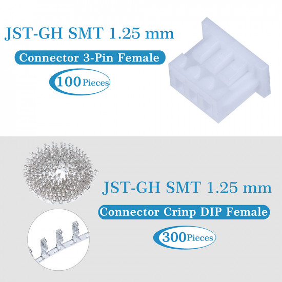 JST GH SMT 1.25mm Pitch 3 Pin JST Connector Kit JST GH SMT 1.25mm Pitch 3 Pin JST Connector Kit