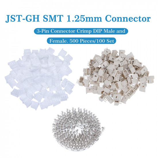 JST GH SMT 1.25mm Pitch 3 Pin JST Connector Kit JST GH SMT 1.25mm Pitch 3 Pin JST Connector Kit