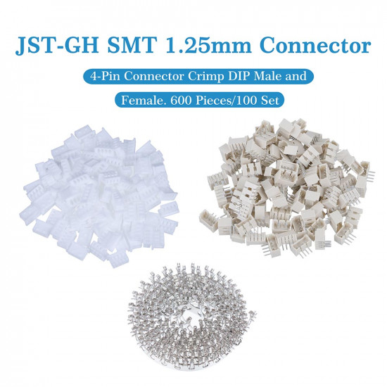 JST GH SMT 1.25mm Pitch 4 Pin JST Connector Kit JST GH SMT 1.25mm Pitch 4 Pin JST Connector Kit