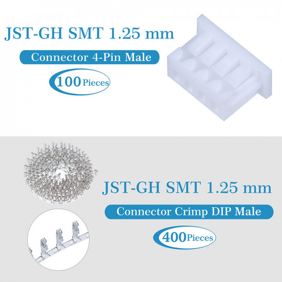 JST GH SMT 1.25mm Pitch 4 Pin JST Connector Kit JST GH SMT 1.25mm Pitch 4 Pin JST Connector Kit