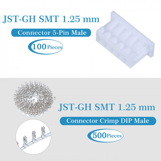 JST GH SMT 1.25mm Pitch 5 Pin JST Connector Kit JST GH SMT 1.25mm Pitch 5 Pin JST Connector Kit