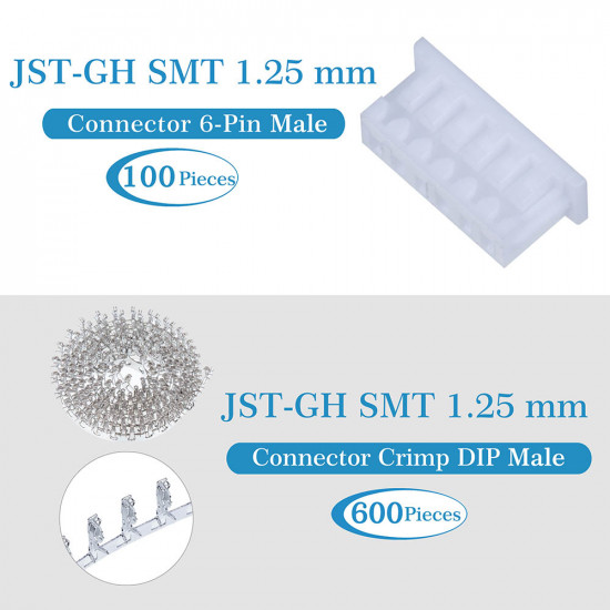 JST GH SMT 1.25mm Pitch 6 Pin JST Connector Kit JST GH SMT 1.25mm Pitch 6 Pin JST Connector Kit