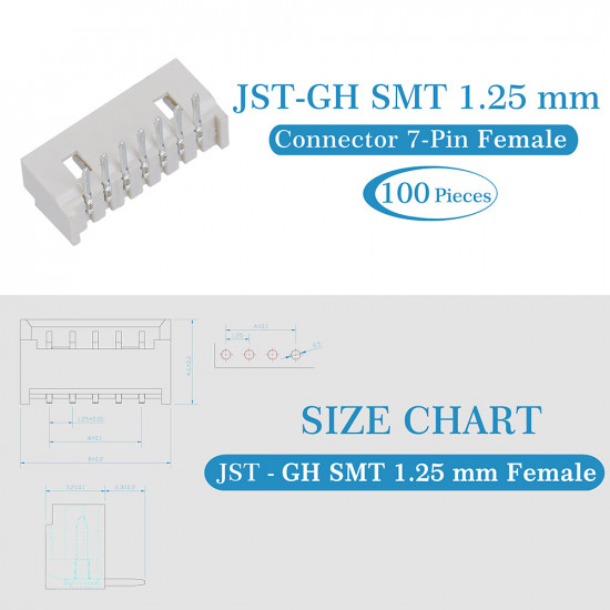 JST GH SMT 1.25mm Pitch 7 Pin JST Connector Kit JST GH SMT 1.25mm Pitch 7 Pin JST Connector Kit