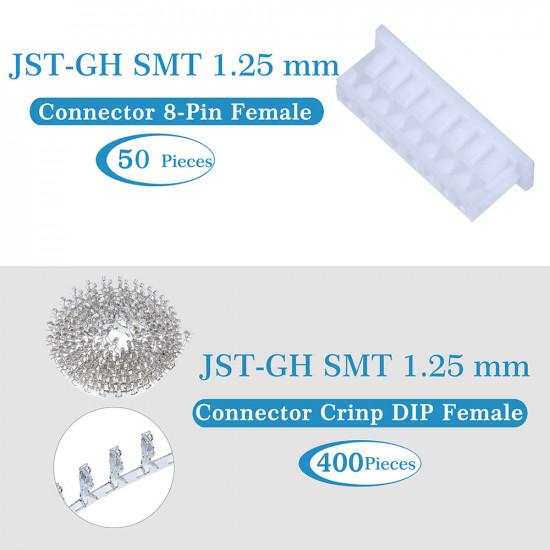 JST GH SMT 1.25mm Pitch 8 Pin JST Connector Kit JST GH SMT 1.25mm Pitch 8 Pin JST Connector Kit