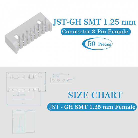 JST GH SMT 1.25mm Pitch 8 Pin JST Connector Kit
