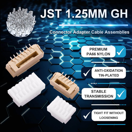 JST GH 1.25 mm 3-Pin Connector (80 Sets/400 Pieces) JST GH 1.25 mm 3-Pin Connector (80 Sets/400 Pieces)